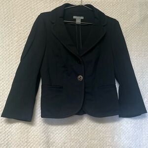 Ann Taylor Womens Blazer Classic Black Front Pockets Size 4